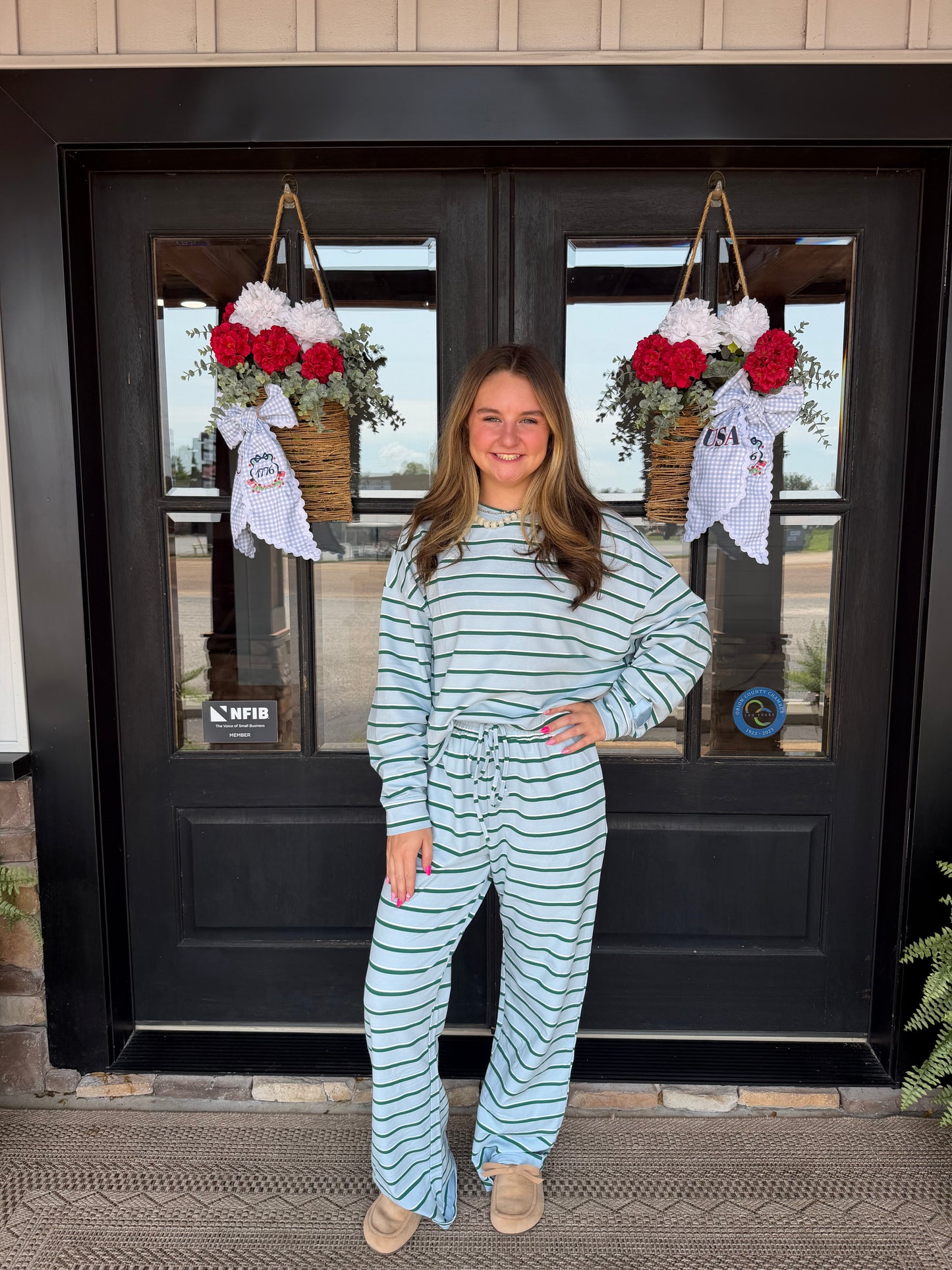 Striped Wide Leg Lounge Pants With Drawstring Waist