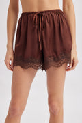Lace Trim Satin Shorts