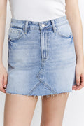 High Rise Raw Hem Mini Skirt