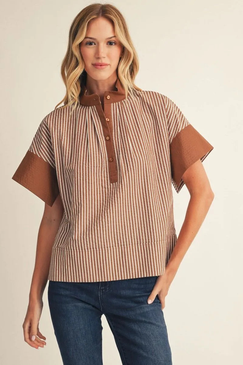 The Stripe Teacher Top brown