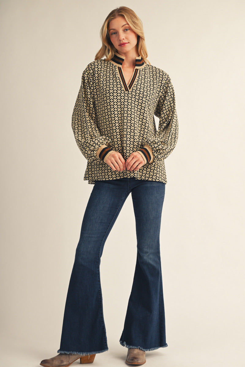 Puff Sleeve V-neck pullover
