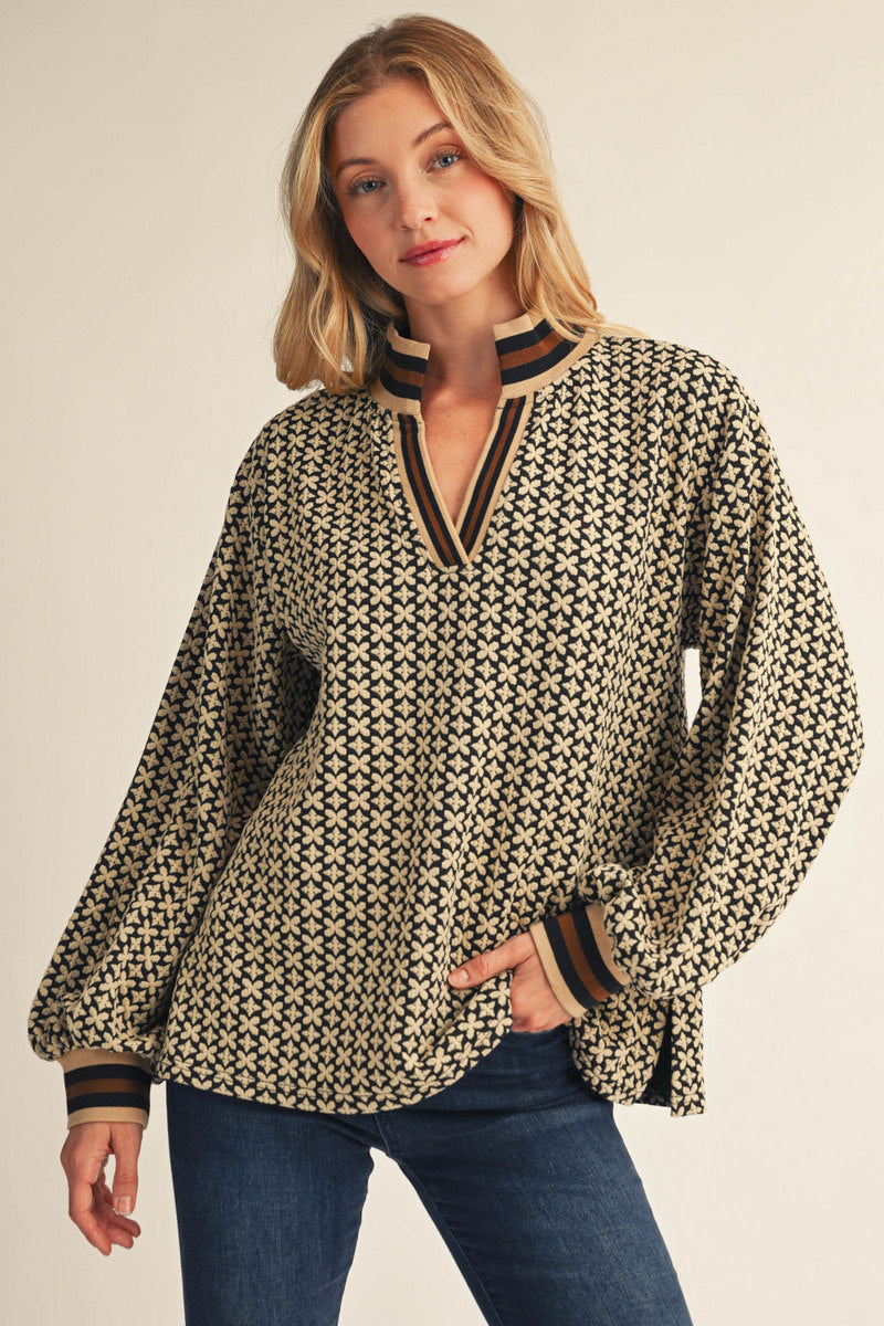 Puff Sleeve V-neck pullover