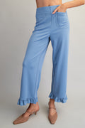 Straight leg ruffled hem jeans