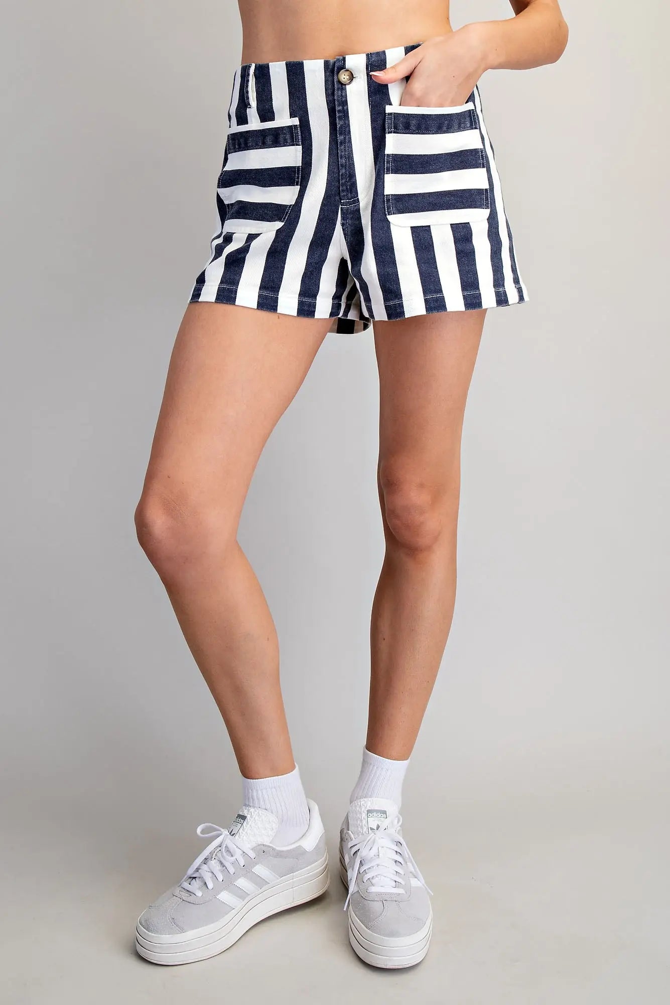 Midnight Washed Striped Shorts