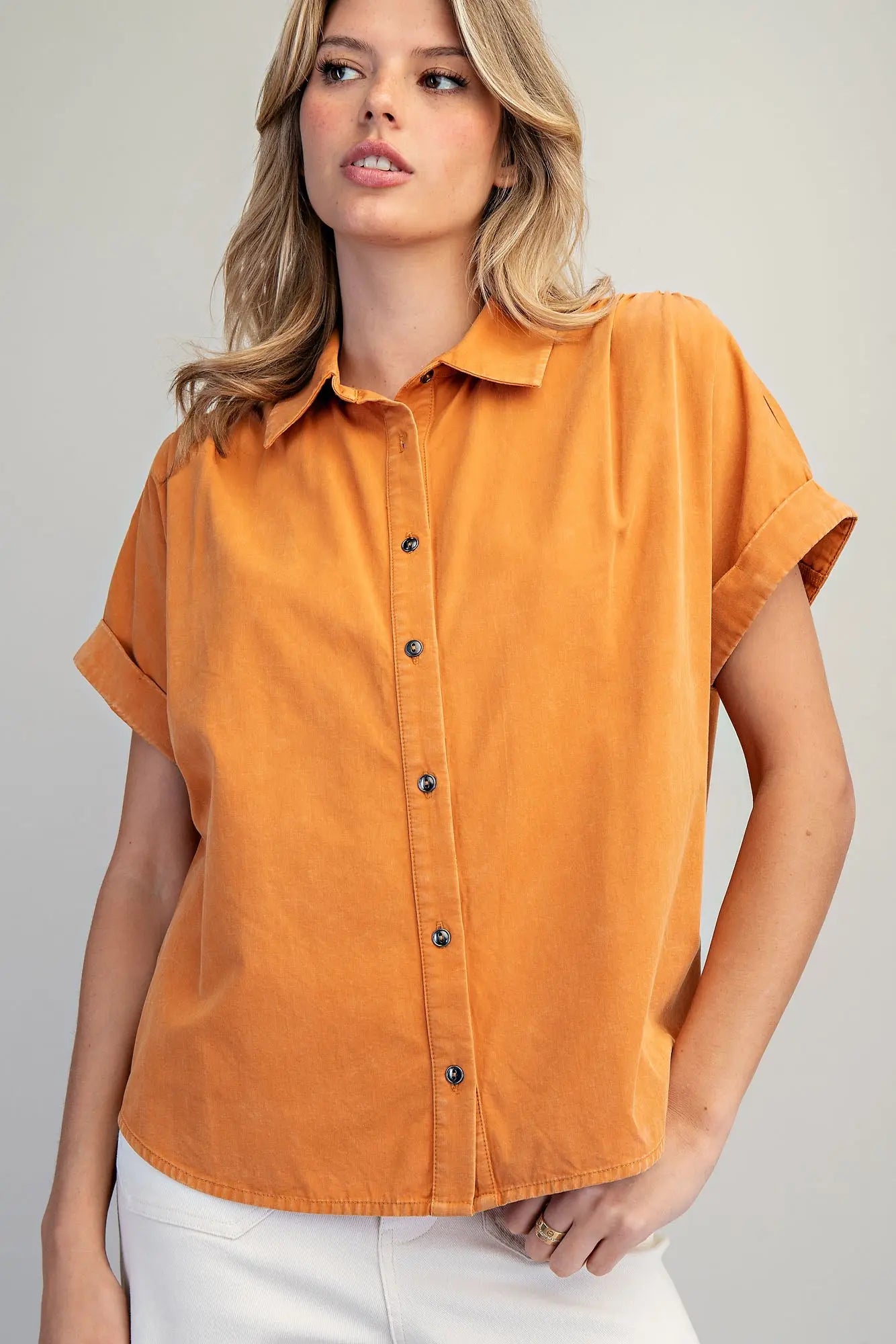 Mineral Washed Button Down Shirt