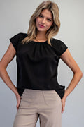 Round Neck Pleated Blous