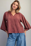 Split V-Neck Half Sleeve Blouse