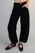 Black Mineral Washed Barrel Pants