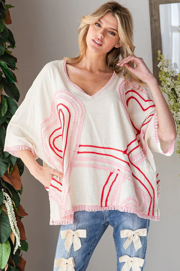 Washed Connective Hearts Top