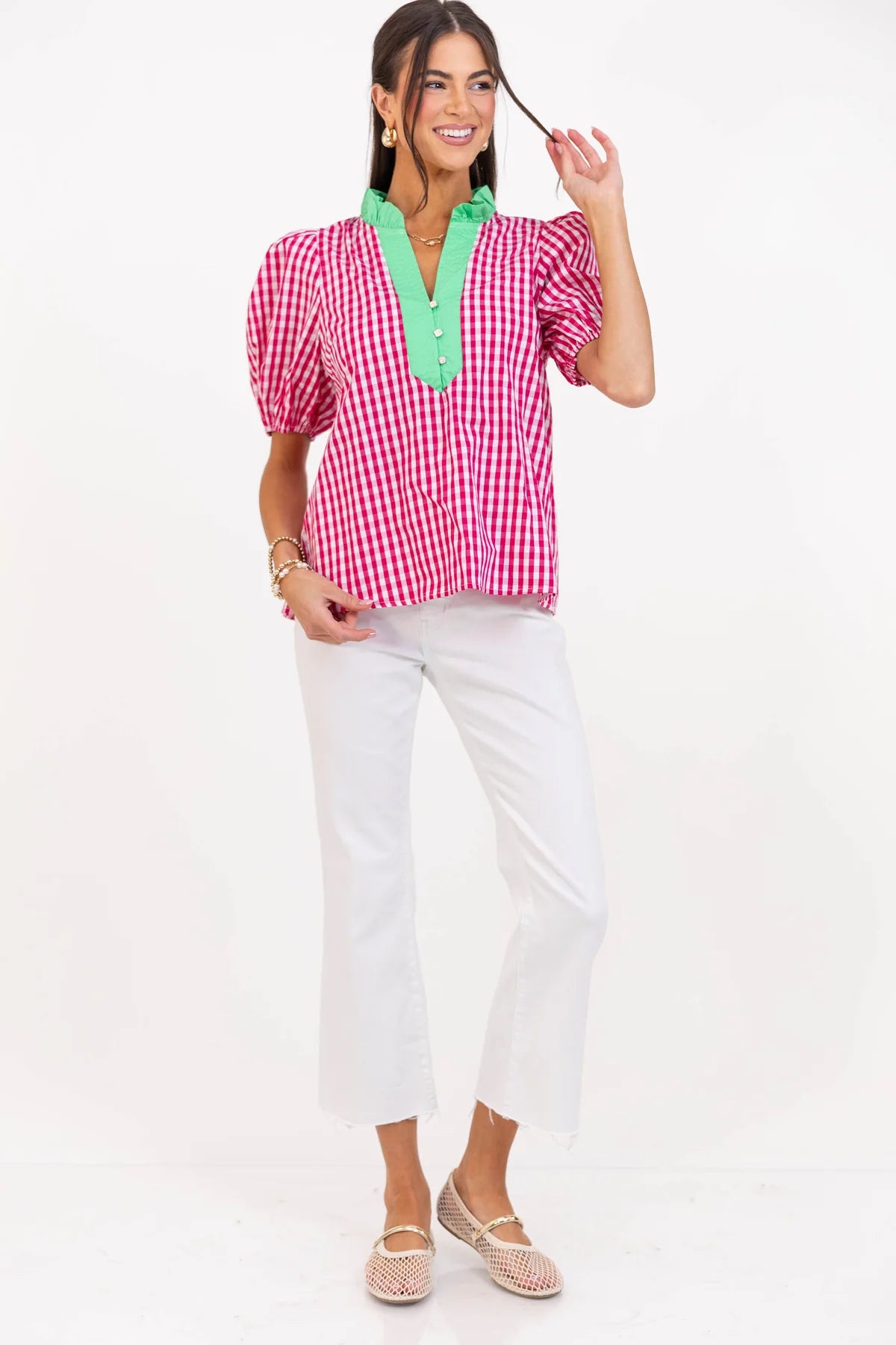 Plus Main Attraction Gingham Blouse