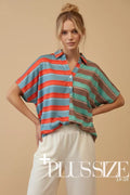 PLUS SIZE - Block Horizon Polo