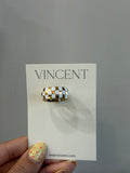 White & Gold Checkered Ring
