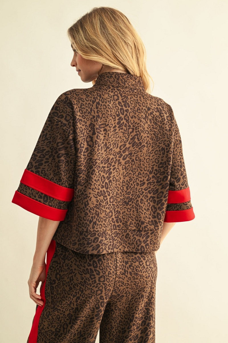 Faux Suede Leopard Top