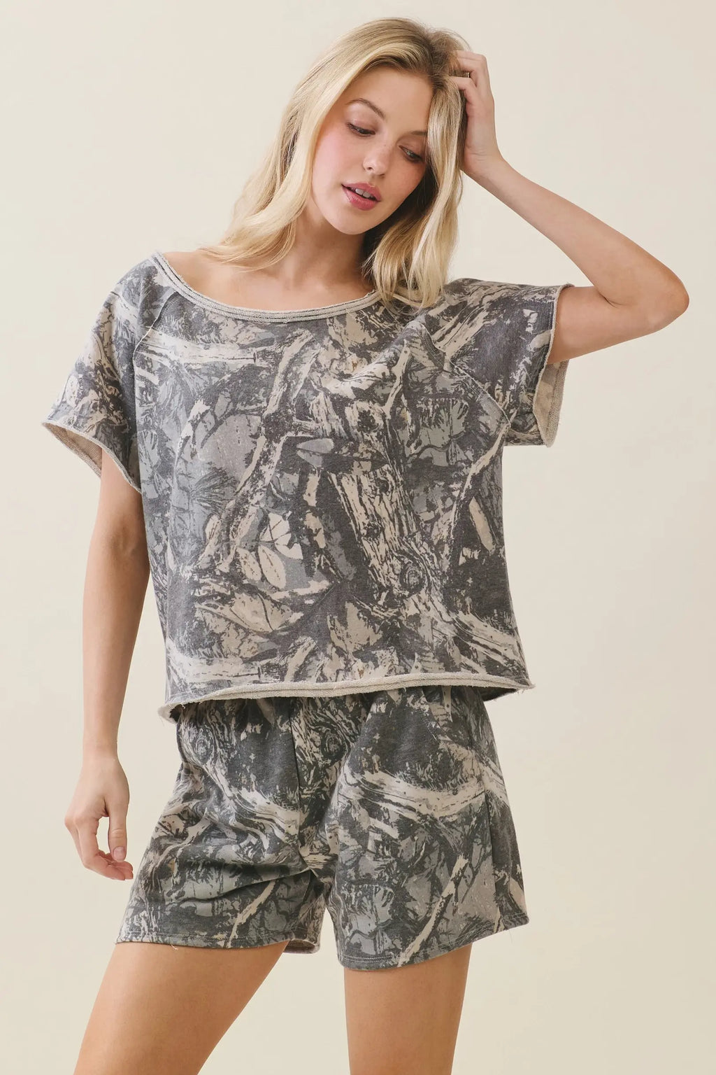 Camouflage Off the shoulder Top