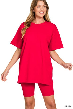 Plus Round Neck Top & Bike Short Set