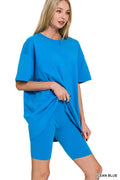 Plus Round Neck Top & Bike Short Set