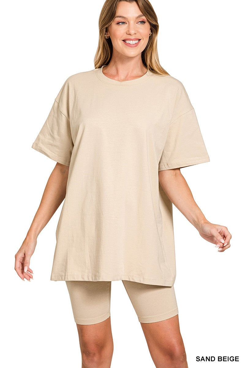 Plus Round Neck Top & Bike Short Set