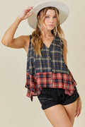 Button Down Contrasting Hankerchief Top