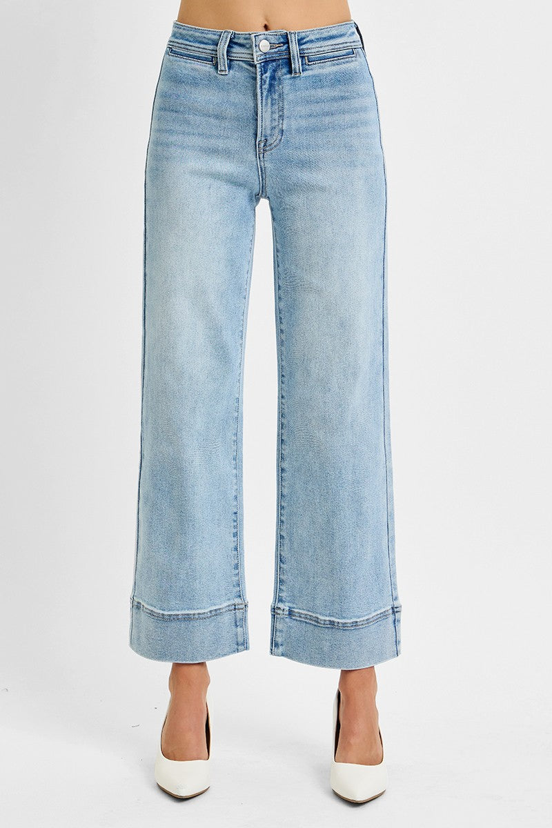 HIGH RISE CROP WIDE JEANS