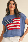 Flag Open Stitch Sweater Top