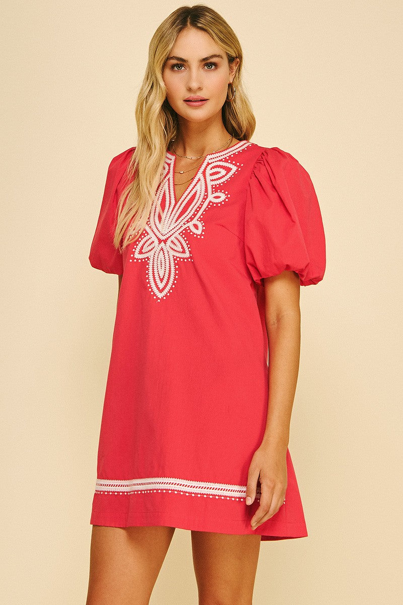 Embroidered Detail Mini Dress