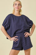 Oversized Boxy Striped Top With Matching Shorts