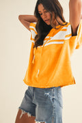 Game Day Mineral Washed Color Block Hoodie Top