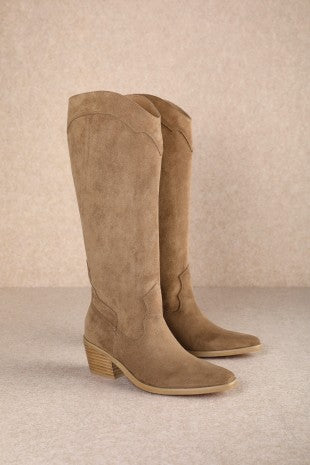 Chunky Heel Suede Knee-high Boots