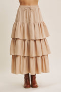 Airy Tiered Ruffle Maxi Skirt With Pockets