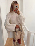 Oversized Knit Sweater - white