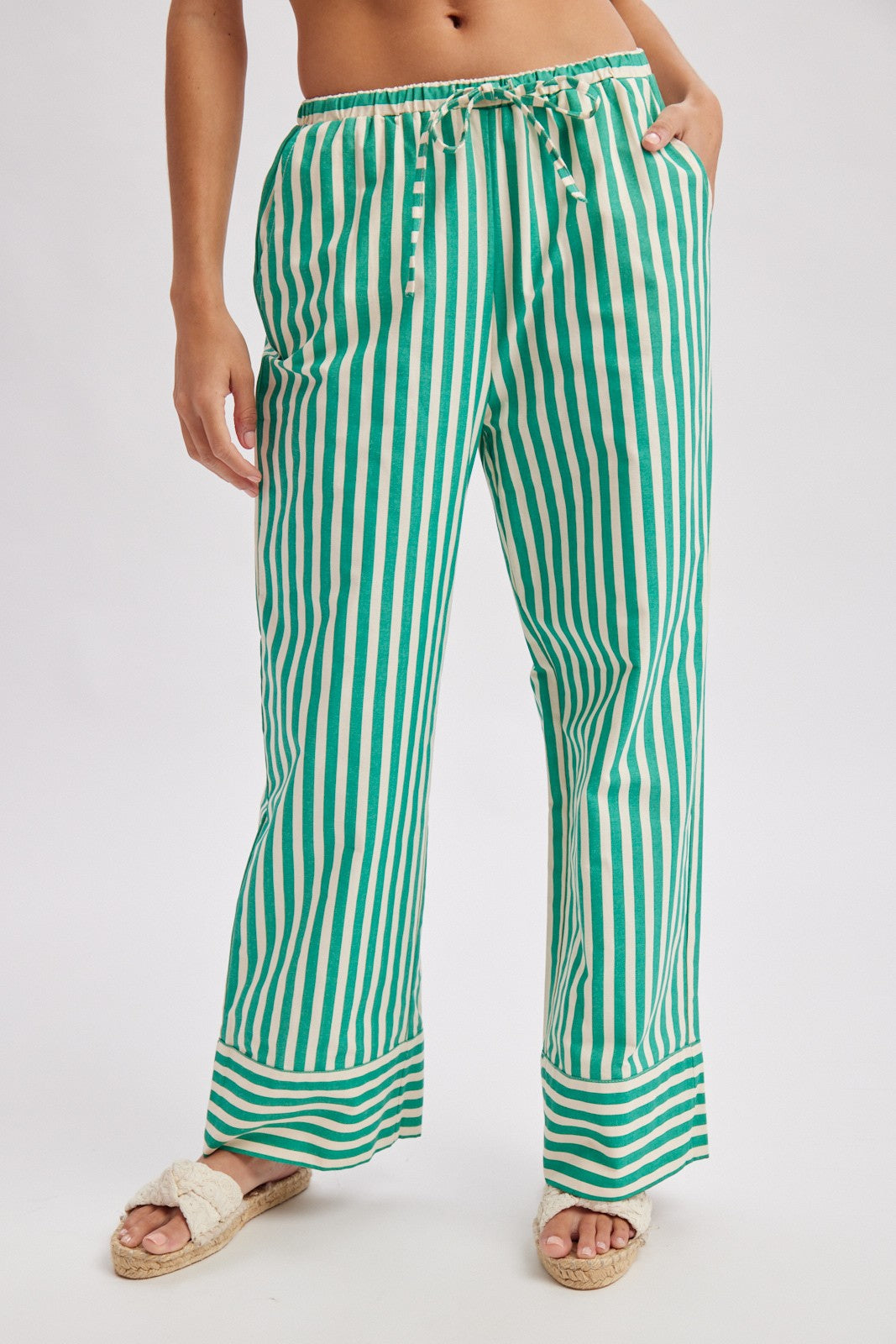 Contrast Stripe Wide Leg Pants