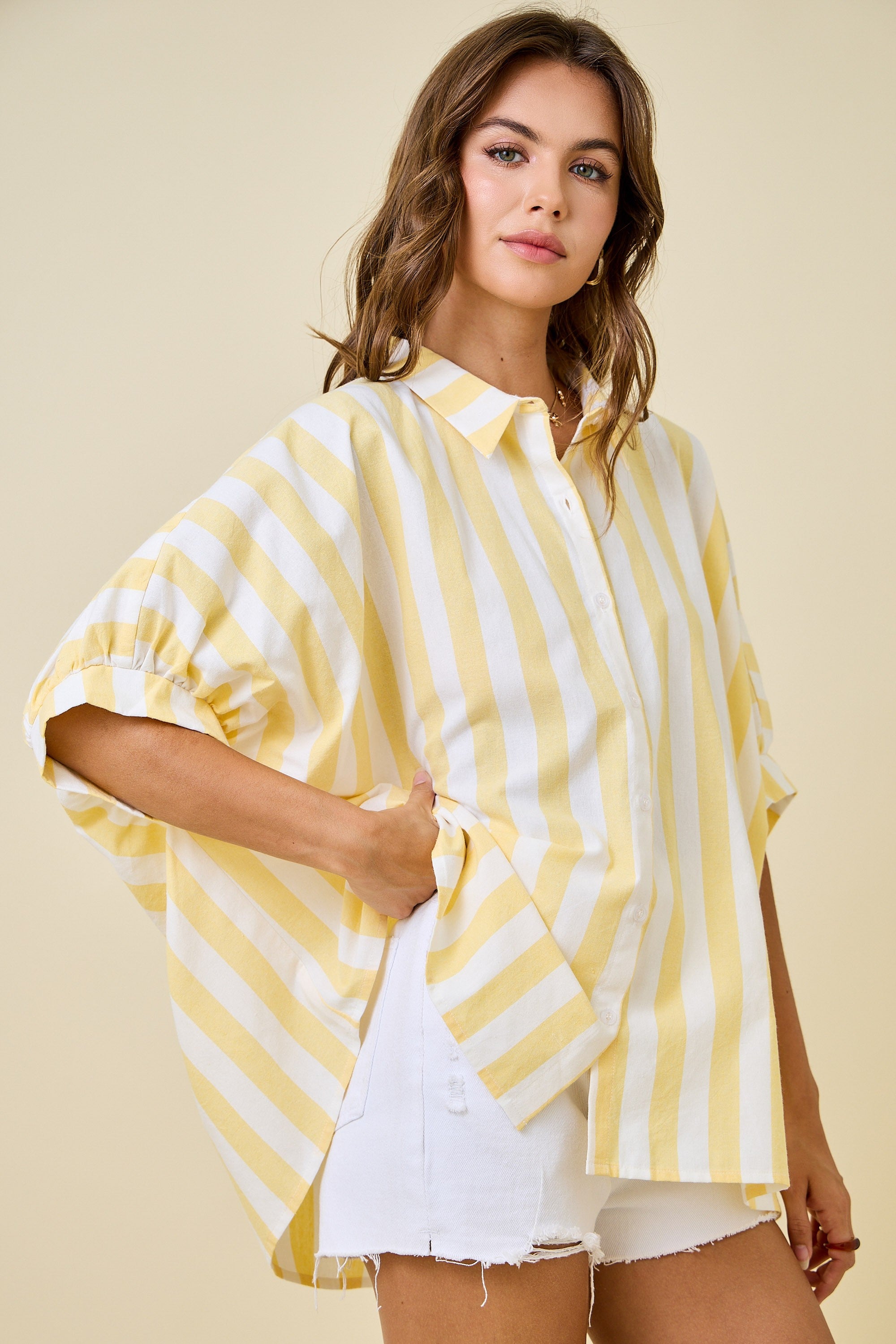 Striped Button Down Oversized Shirt