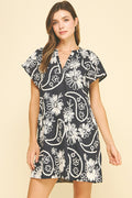 Floral Print Embroidered Mini Dress