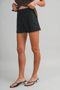 Solid Tailored Front Pleated Mini Skort