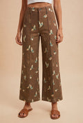 Mallard Printed Stretch Denim Wide Leg Jeans