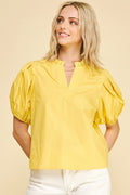 Lemon V-neck Woven Top