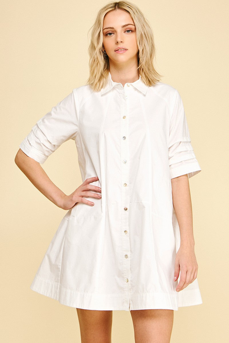 Button Down Poplin Mini Dress
