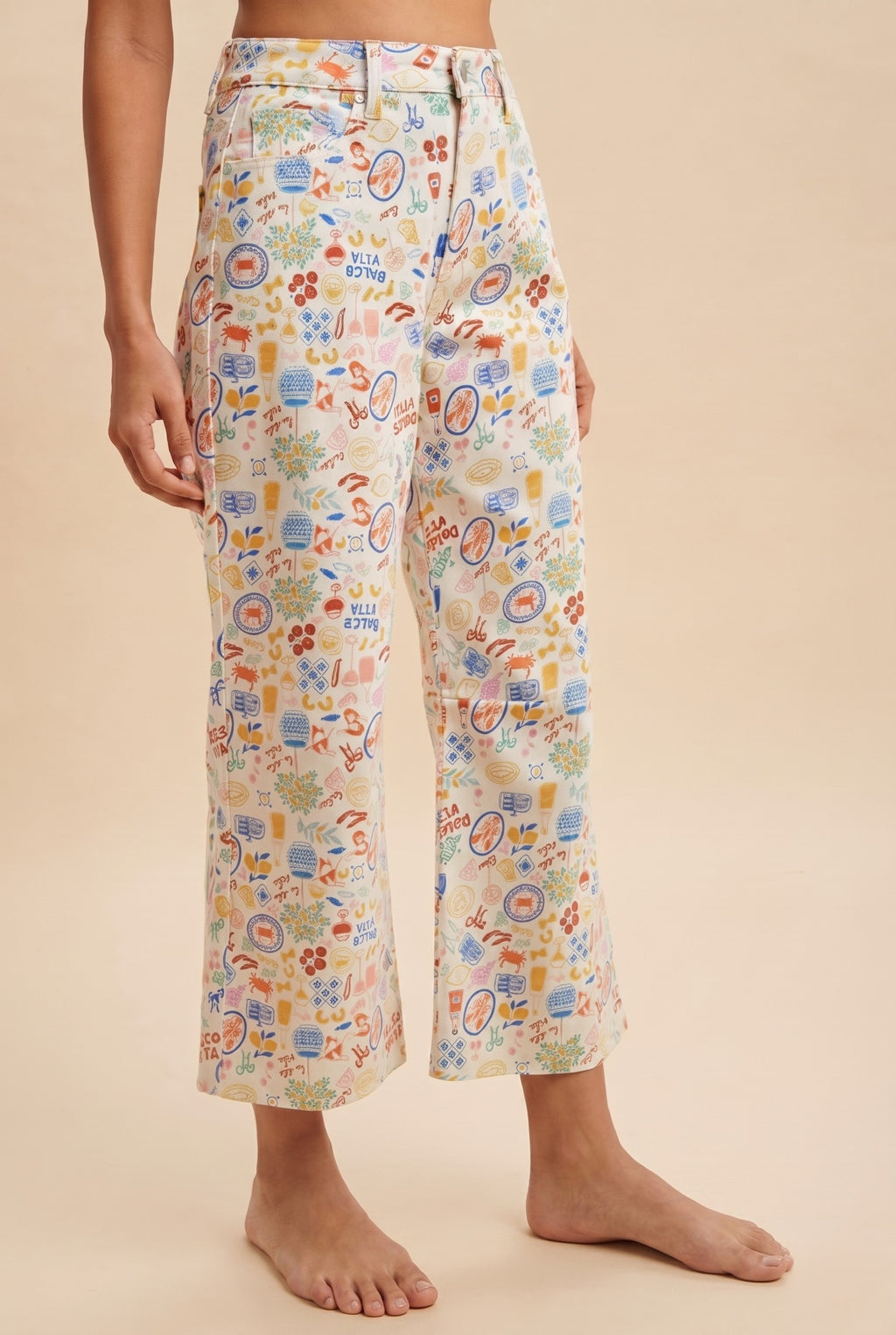 Comfort Stretch Denim Mediterranean Print Pants