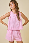 Sleeveless Relaxed  Set with Contrast Line Stitch