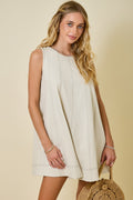 Sleeveless A-line Dress W/contrast Line Stitch