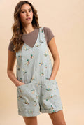 Mallard Duck Print Cotton Twill Loose Fit Romper