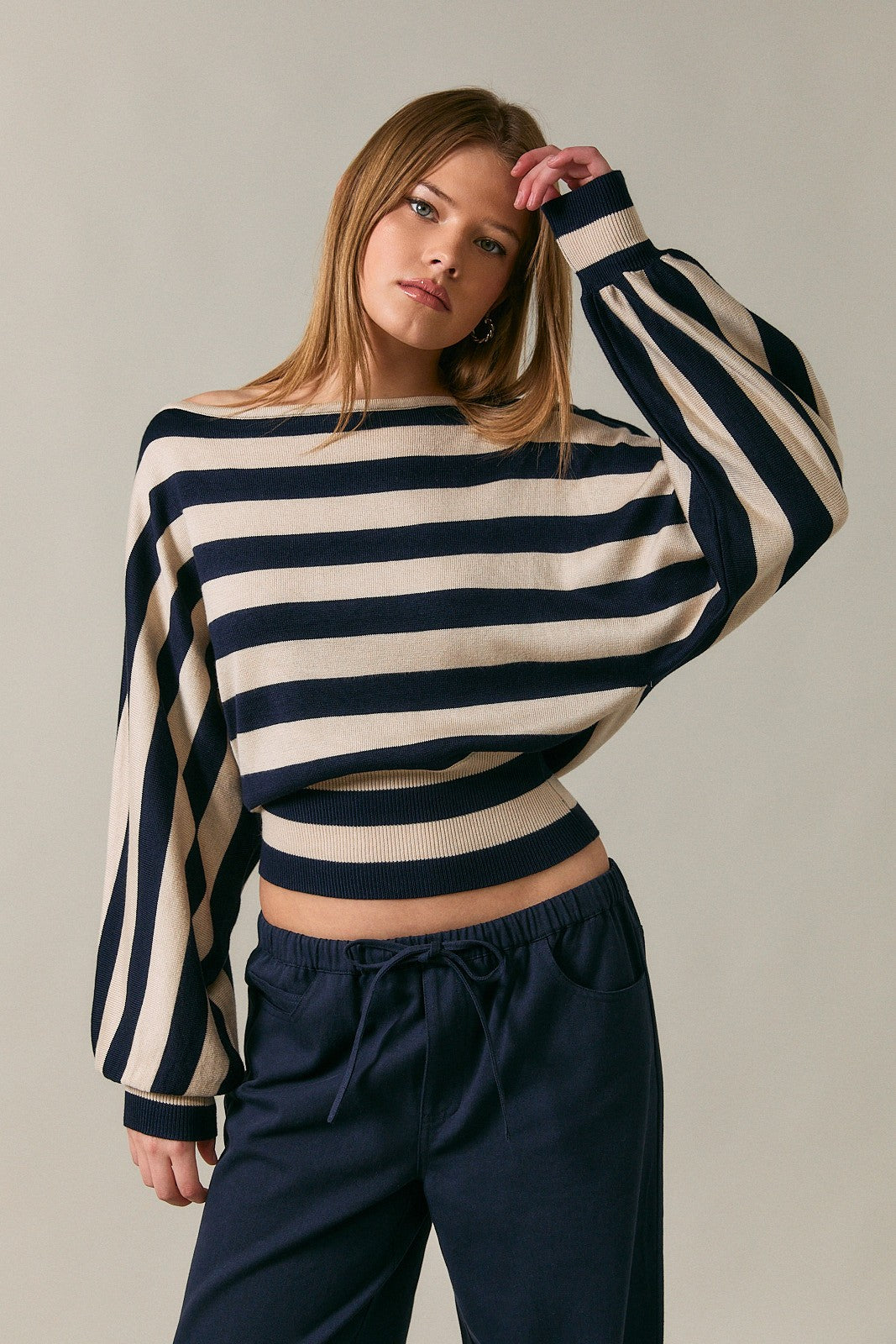 Boat Neck Dolman Sleeve Sweater Top