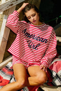 American Girl' Oversized Semi Crop Striped Top