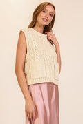 Everly Cable Knit Sleeveless Sweater Vest