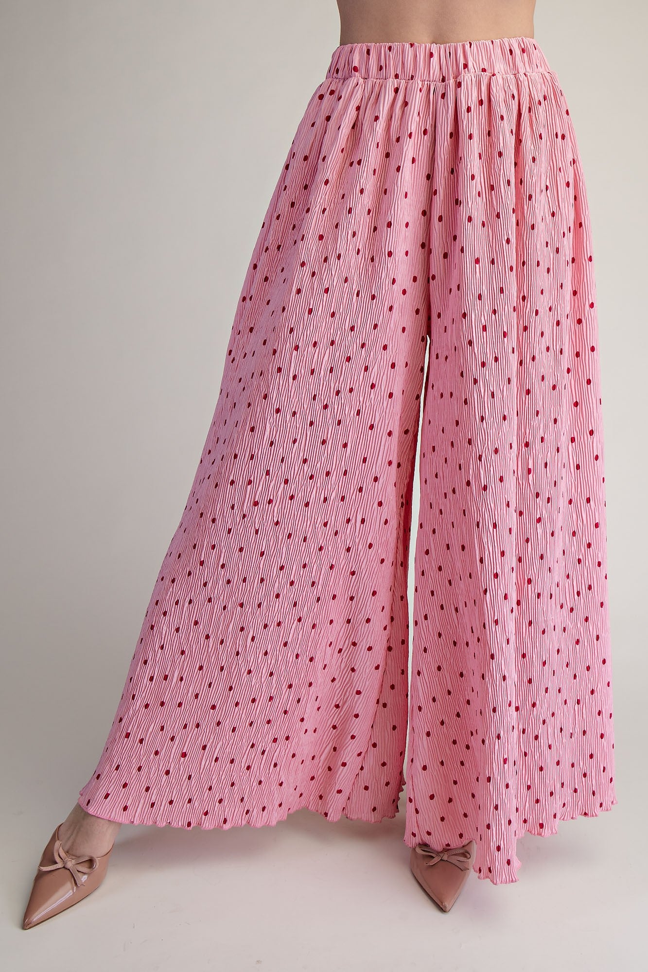 Polka Dot Sleeveless Pleated Set
