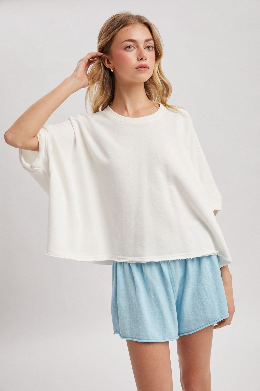 Oversized Relaxed Crop Knit Top