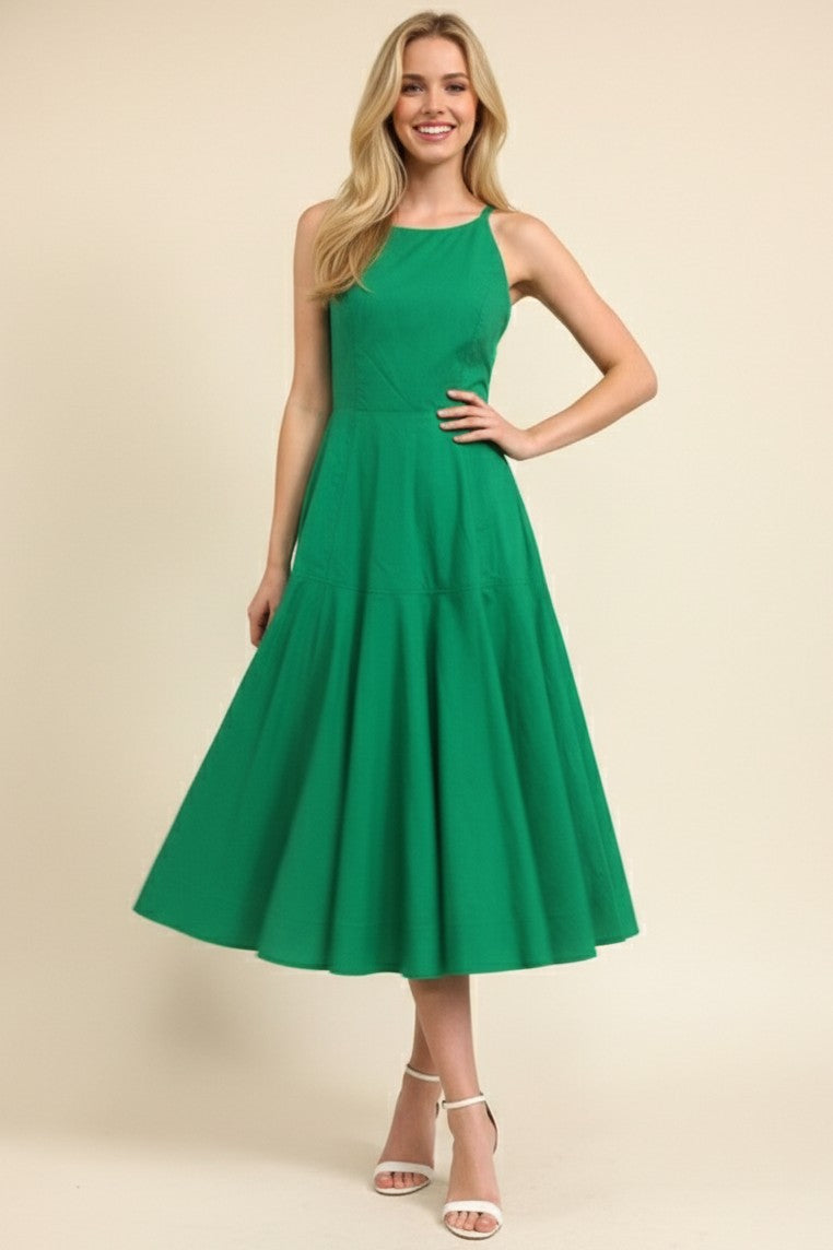 Halter Neck A-Line Midi Dress