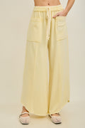 Mineral Washed Basic Solid Cropped Pants