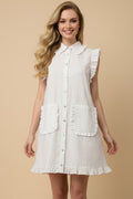 Ruffled Sleeveless Shirt Dress
