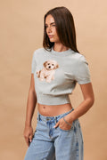 "golden Doodle" Short Sleeve Crew Neck Sweater Top